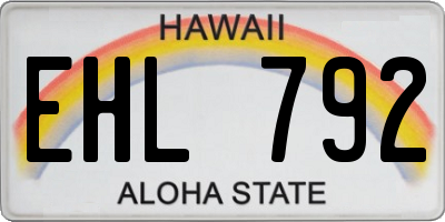 HI license plate EHL792