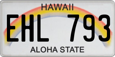 HI license plate EHL793