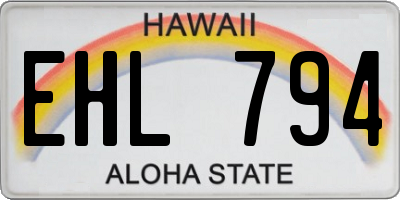 HI license plate EHL794