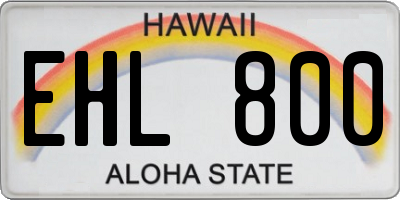 HI license plate EHL800