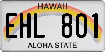 HI license plate EHL801