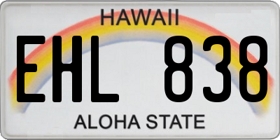 HI license plate EHL838