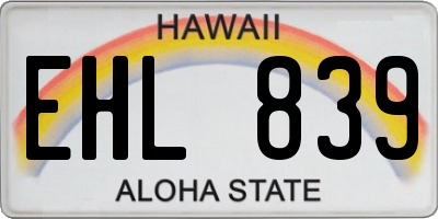 HI license plate EHL839