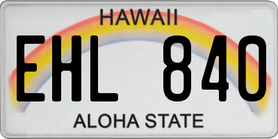 HI license plate EHL840