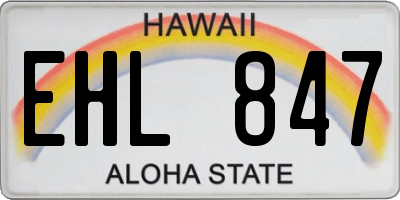 HI license plate EHL847