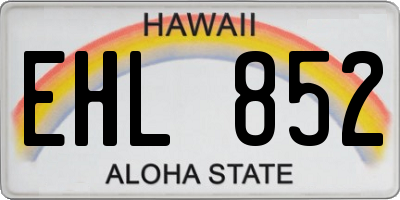 HI license plate EHL852