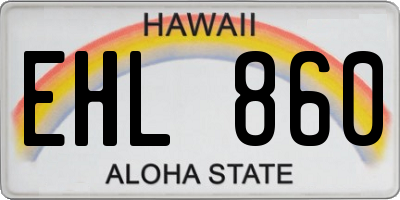 HI license plate EHL860