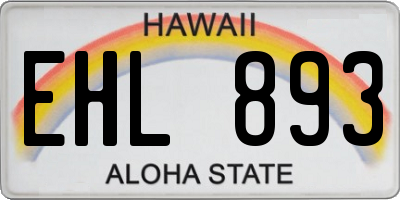 HI license plate EHL893