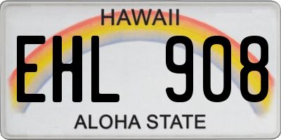HI license plate EHL908