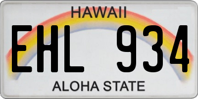 HI license plate EHL934
