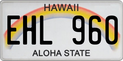 HI license plate EHL960