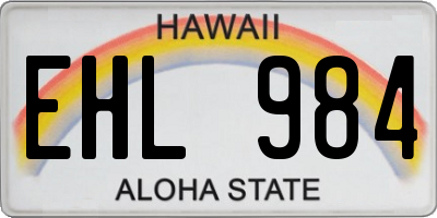 HI license plate EHL984