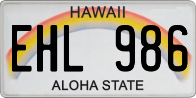 HI license plate EHL986
