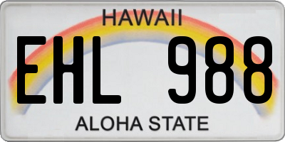 HI license plate EHL988