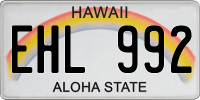 HI license plate EHL992