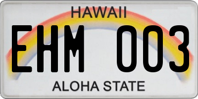 HI license plate EHM003