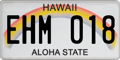 HI license plate EHM018