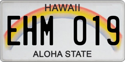 HI license plate EHM019