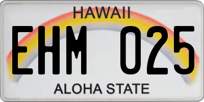 HI license plate EHM025