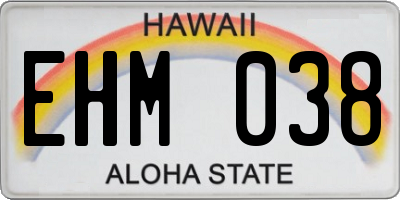 HI license plate EHM038