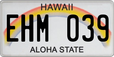 HI license plate EHM039