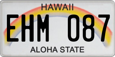 HI license plate EHM087