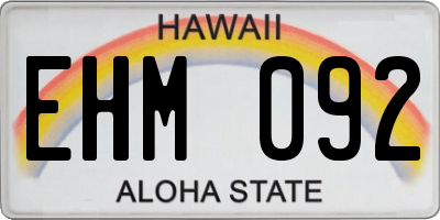 HI license plate EHM092