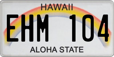 HI license plate EHM104