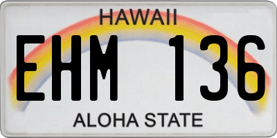 HI license plate EHM136