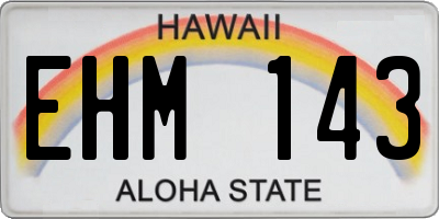 HI license plate EHM143
