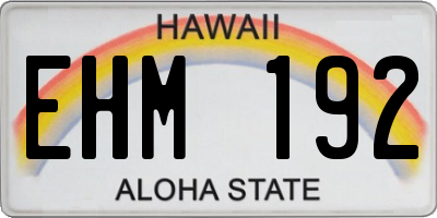 HI license plate EHM192