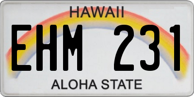 HI license plate EHM231