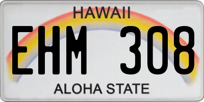 HI license plate EHM308
