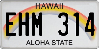 HI license plate EHM314