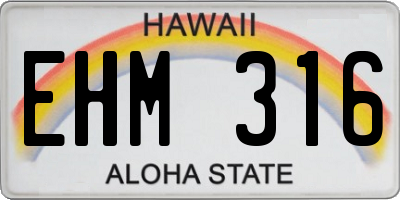 HI license plate EHM316