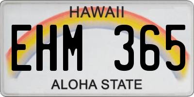 HI license plate EHM365