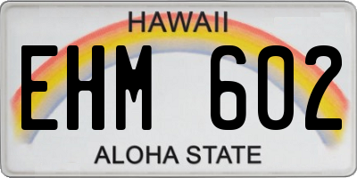 HI license plate EHM602