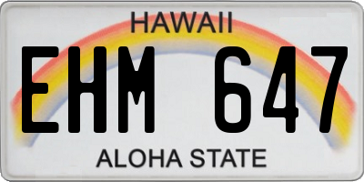 HI license plate EHM647