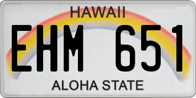 HI license plate EHM651