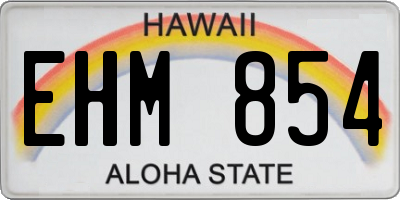 HI license plate EHM854