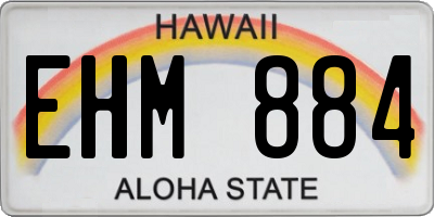 HI license plate EHM884