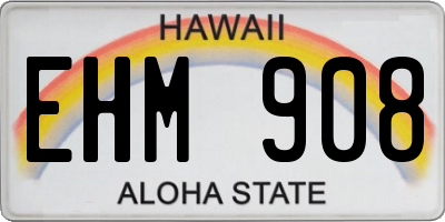 HI license plate EHM908