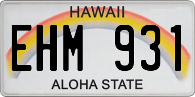 HI license plate EHM931