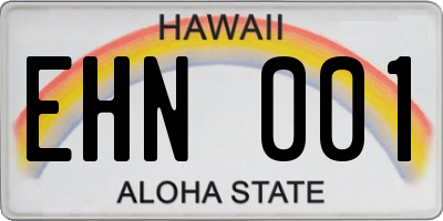 HI license plate EHN001