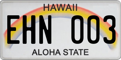 HI license plate EHN003