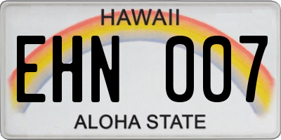 HI license plate EHN007