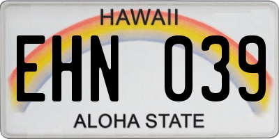 HI license plate EHN039