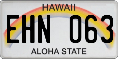 HI license plate EHN063
