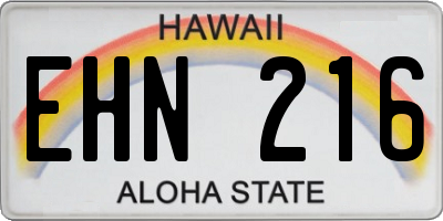HI license plate EHN216