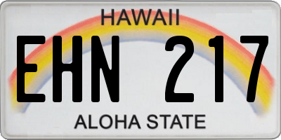 HI license plate EHN217